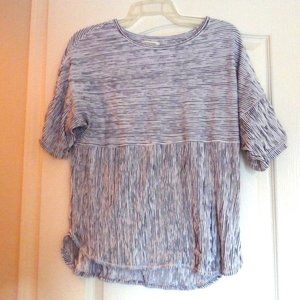 Max Studio black white textured stripped top tunic L boho